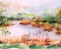 Aquarell | 30 x 60 cm | Preis: 85 € | #742 Torgau - Am Großen Teich (Aquarell)
