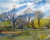 Aquarell | 36 x 48 cm | Preis: 150 € | #804 Torgau - Am Großen Teich (Aquarell)