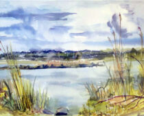 Aquarell | 60 x 80 cm | Preis: 200 € | #879 Torgau - Am Großen Teich (Aquarell)