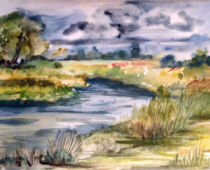 Aquarell | 36 x 48 cm | Preis: 100 € | #57 An der Elbe (Aquarell)