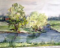 Aquarell | 36 x 48 cm | Preis: 100 € | #58 An der Elbe (Aquarell)