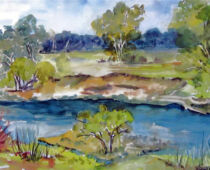 Aquarell | 36 x 48 cm | Preis: 125 € | #768 An der Elbe (Aquarell)