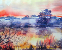 Aquarell | 36 x 48 cm | Preis: 125 € | #816 An der Elbe (Aquarell)