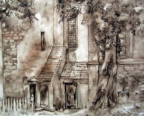 Aquarell Sepia | 36 x 48 cm | Preis: 125 € | #87 Belgern - Kirche (Aquarell Sepia)