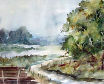 Aquarell | 30 x 40 cm | Preis: 85 € | #86 Belgern - An der Elbe (Aquarell)