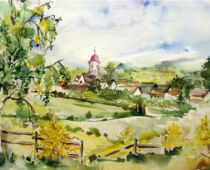 Aquarell | 36 x 48 cm | Preis: 125 € | #98 Blick nach Falkenberg (Aquarell)