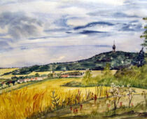 Aquarell | 36 x 48 cm | Preis: 125 € | #106 Oschatz - Blick zu Collm (Aquarell)