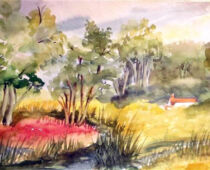 Aquarell | 40 x 80 cm | Preis: 85 € | #107 Torgau - Blick zum Entenfang (Aquarell)