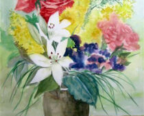 Aquarell | 36 x 48 cm | Preis: 125 € | #789 Bunter Strauß (Aquarell)