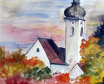 Aquarell | 36 x 48 cm | Preis: 125 € | #839 Burgweinting bei Regensburg (Aquarell)