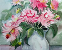 Aquarell | 36 x 48 cm | Preis: 125 € | #814 Dahlien (Aquarell)