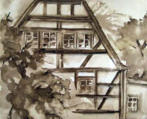 Aquarell Sepia | 20 x 30 cm | Preis: 75 € | #128 Dießbach - Seußlitz (Aquarell Sepia)