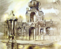 Aquarell Sepia | 30 x 40 cm | Preis: 95 € | #139 Dresden - Zwinger (nachempfunden) (Aquarell Sepia)