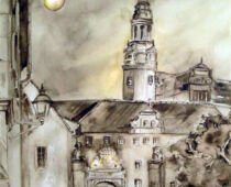 Aquarell Sepia | 30 x 40 cm | Preis: 95 € | #140 Torgau - Eingang Schloss Hartenfels (Aquarell Sepia)