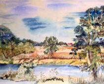 Aquarell | 36 x 48 cm | Preis: 100 € | #146 Elblandschaft (Aquarell)