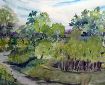 Aquarell | 36 x 48 cm | Preis: 125 € | #786 Elblandschaft (Aquarell)