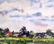 Aquarell | 30 x 60 cm | Preis: 65 € | #143 Elblandschaft Kunzwerda (Aquarell)