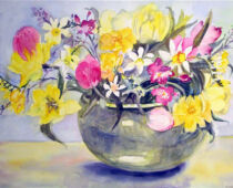 Aquarell | 36 x 48 cm | Preis: 125 € | #168 Frühlingsstrauß (Aquarell)