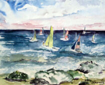 Aquarell | 30 x 40 cm | Preis: 85 € | #744 Fuertoventura - Hafen (Aquarell)