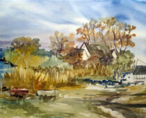 Aquarell | 36 x 48 cm | Preis: 125 € | #232 Hiddensee - Hafen (Aquarell)