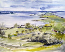 Aquarell | 36 x 48 cm | Preis: 125 € | #725 Hiddensee - Inselblick (Aquarell)