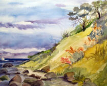 Aquarell | 36 x 48 cm | Preis: 125 € | #241 Hiddensee - Kloster (Aquarell)
