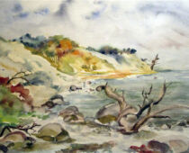 Aquarell | 36 x 48 cm | Preis: 100 € | #244 Hiddensee - Kloster (Aquarell)