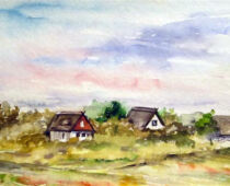 Aquarell | 40 x 80 cm | Preis: 85 € | #246 Hiddensee - Neuendorf (Aquarell)