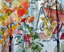 Aquarell | 30 x 40 cm | Preis: 100 € | #847 Katholische Kirche Torgau (Aquarell)
