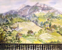 Aquarell | 36 x 48 cm | Preis: 80 € | #311 Landschaft in Südtirol (Aquarell)