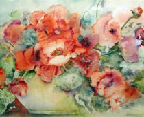 Aquarell | 36 x 48 cm | Preis: 150 € | #329 Mohnblüten in Vase (Aquarell)