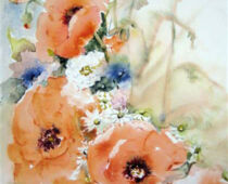 Aquarell | 30 x 40 cm | Preis: 85 € | #949 Mohn, Margariten und Kornblumen (Aquarell)
