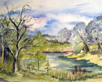 Aquarell | 36 x 48 cm | Preis: 100 € | #339 Muldenlandschaft (Aquarell)