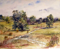 Aquarell | 36 x 48 cm | Preis: 125 € | #347 Muldentallandschaft (Aquarell)