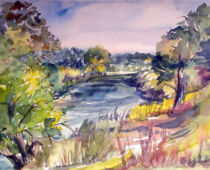 Aquarell | 36 x 48 cm | Preis: 80 € | #349 Muldentallandschaft (Aquarell)