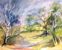 Aquarell | 36 x 48 cm | Preis: 80 € | #351 Muldentallandschaft (Aquarell)