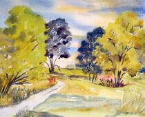 Aquarell | 36 x 48 cm | Preis: 125 € | #352 Muldentallandschaft (Aquarell)