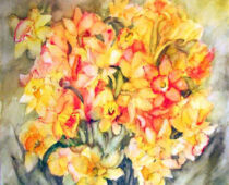 Aquarell | 45 x 45 cm | Preis: 100 € | #365 Osterglocken (Aquarell)