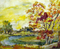 Aquarell | 36 x 48 cm | Preis: 100 € | #395 Repitzer Landschaft (Aquarell)