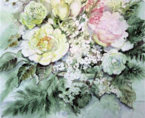 Aquarell | 30 x 40 cm | Preis: 85 € | #923 Rosen in Vase (Aquarell)