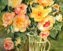 Aquarell | 30 x 40 cm | Preis: 85 € | #401 Rosen in Glasvase (Aquarell)