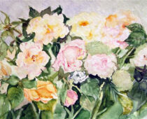 Aquarell | 40 x 80 cm | Preis: 85 € | #405 Rosenblüten (Aquarell)