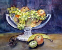 Aquarell | 36 x 48 cm | Preis: 125 € | #824 Schale mit Früchten (Aquarell)