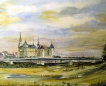 Aquarell | 36 x 48 cm | Preis: 125 € | #900 Torgau - Schloss Hartenfels von Werdau gesehen (Aquarell)