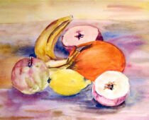 Aquarell | 30 x 40 cm | Preis: 75 € | #454 Stillleben mit Früchten (Aquarell)