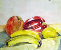 Aquarell | 20 x 30 cm | Preis: 60 € | #455 Stillleben mit Obst (Aquarell)