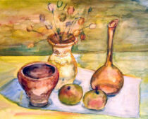 Aquarell | 36 x 48 cm | Preis: 80 € | #456 Stillleben verschiedene Vasen (Aquarell)