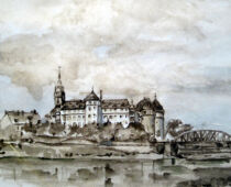 Aquarell | 30 x 40 cm | unverkäuflich | #702 Torgau mit alter Elbbrücke (Aquarell)