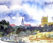 Aquarell | 30 x 60 cm | Preis: 75 € | #472 Torgau - Am Hafen (Aquarell)