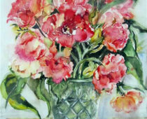 Aquarell | 36 x 48 cm | Preis: 125 € | #506 Tulpen in Glasvase (Aquarell)